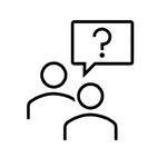 icon two figures and a speech bubble with a question mark