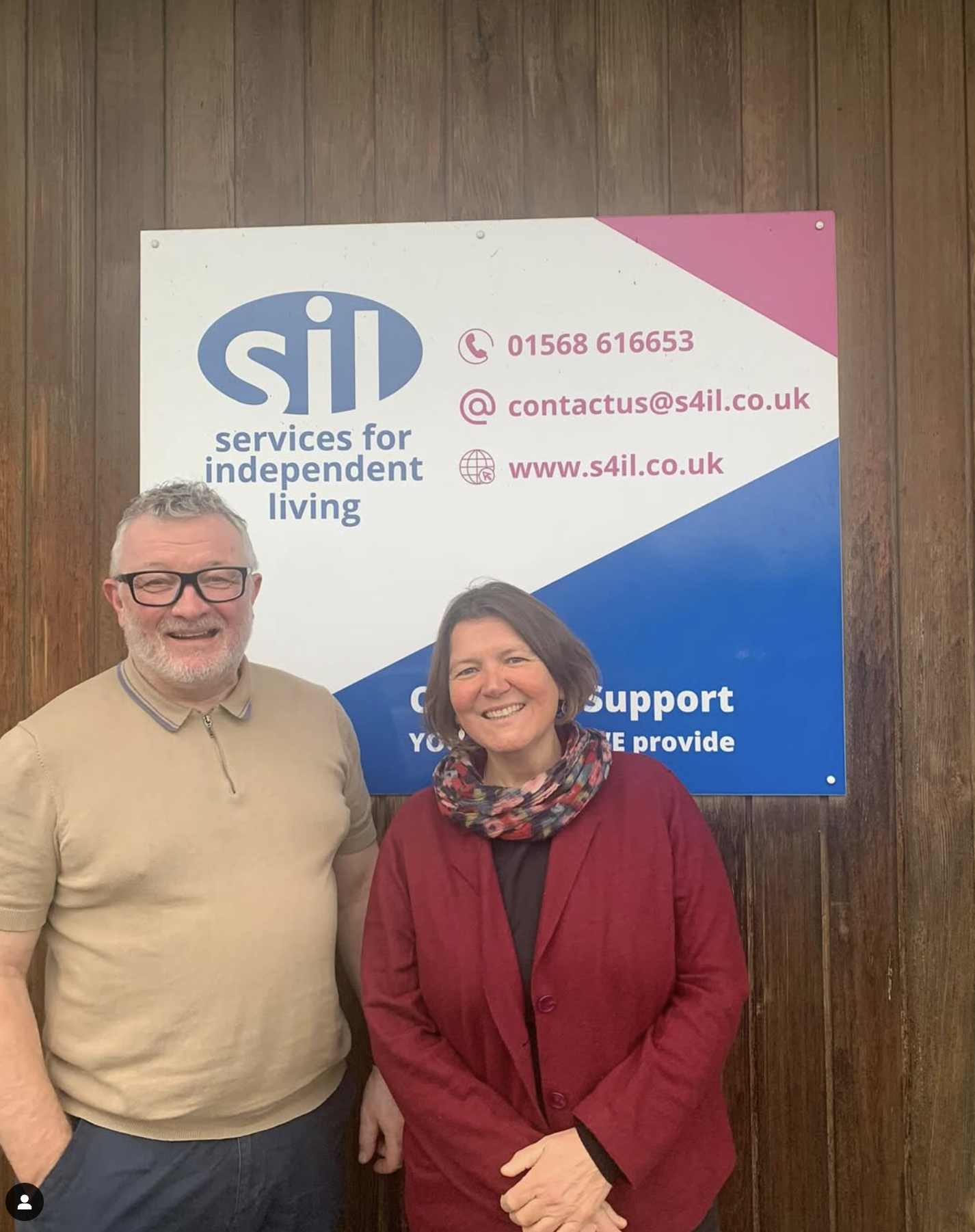 Euan McPherson Chief Executive of SIl and Ellie Chowns MP for North Herefordshire by SIL logo